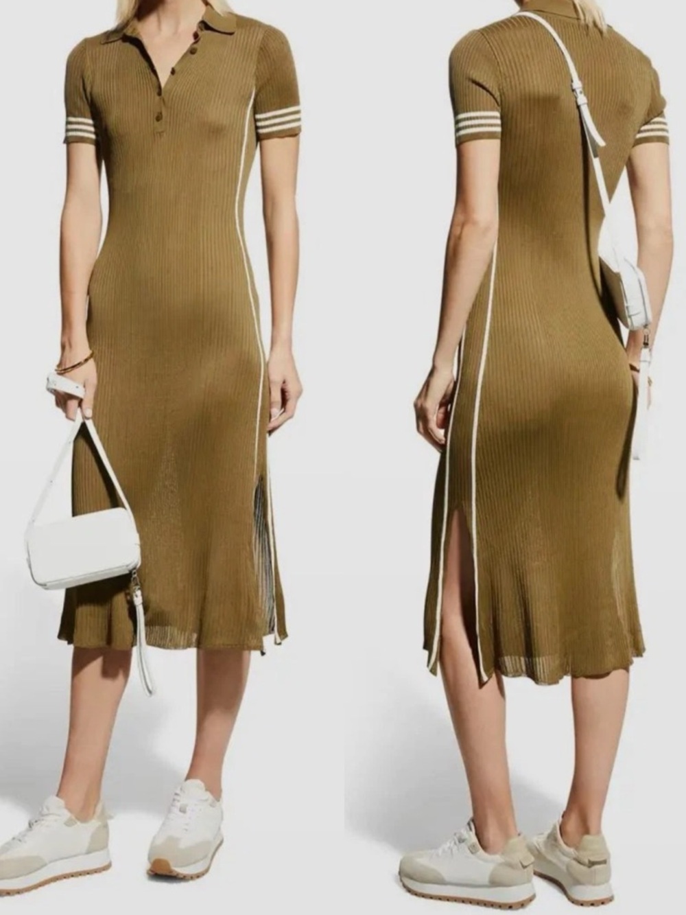 RAG & BONE Peyton Ribbed Knit Collared Midi Dress \\ XS